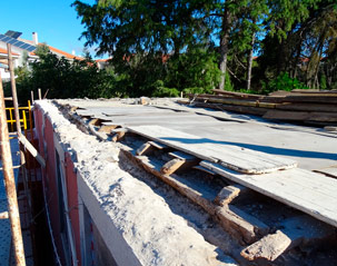 Construção de telhados de betão